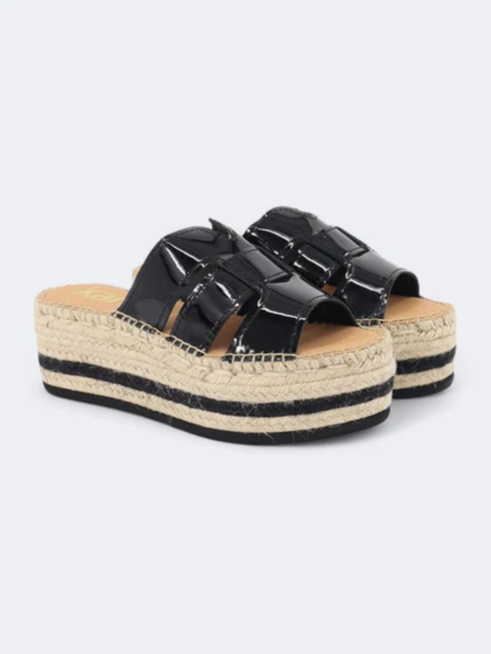 Kanna Black Leather Espadrille Flatform Sandals - Size 38 (US 7.5M) - New in box